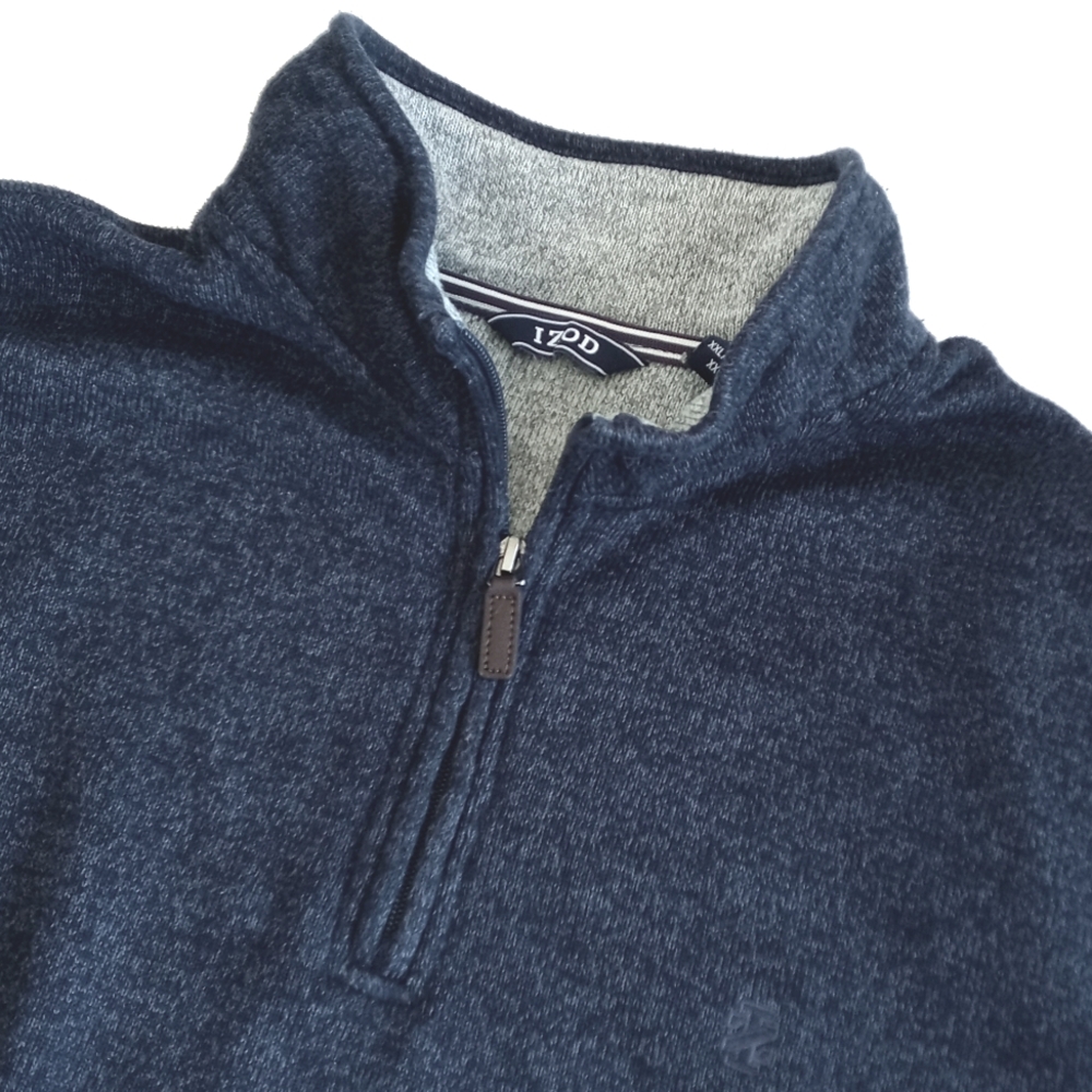 Men's Izod Heathered Navy Blue Half-Zip Long Sleeve Sweater XXL - Picture 3 of 9